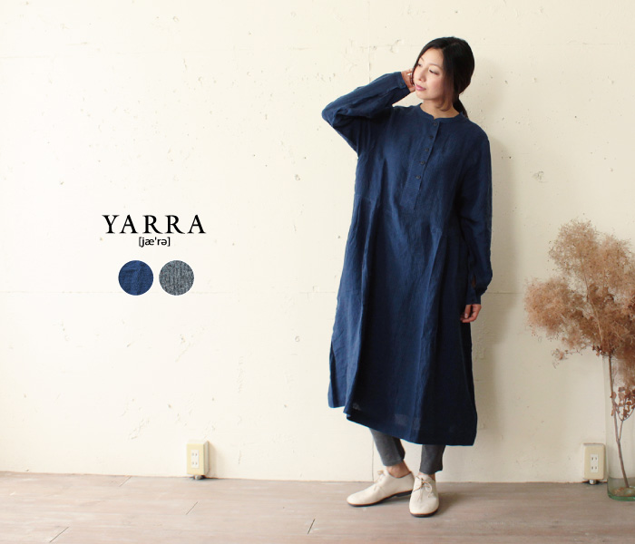 YARRA リネンストライプワンピース